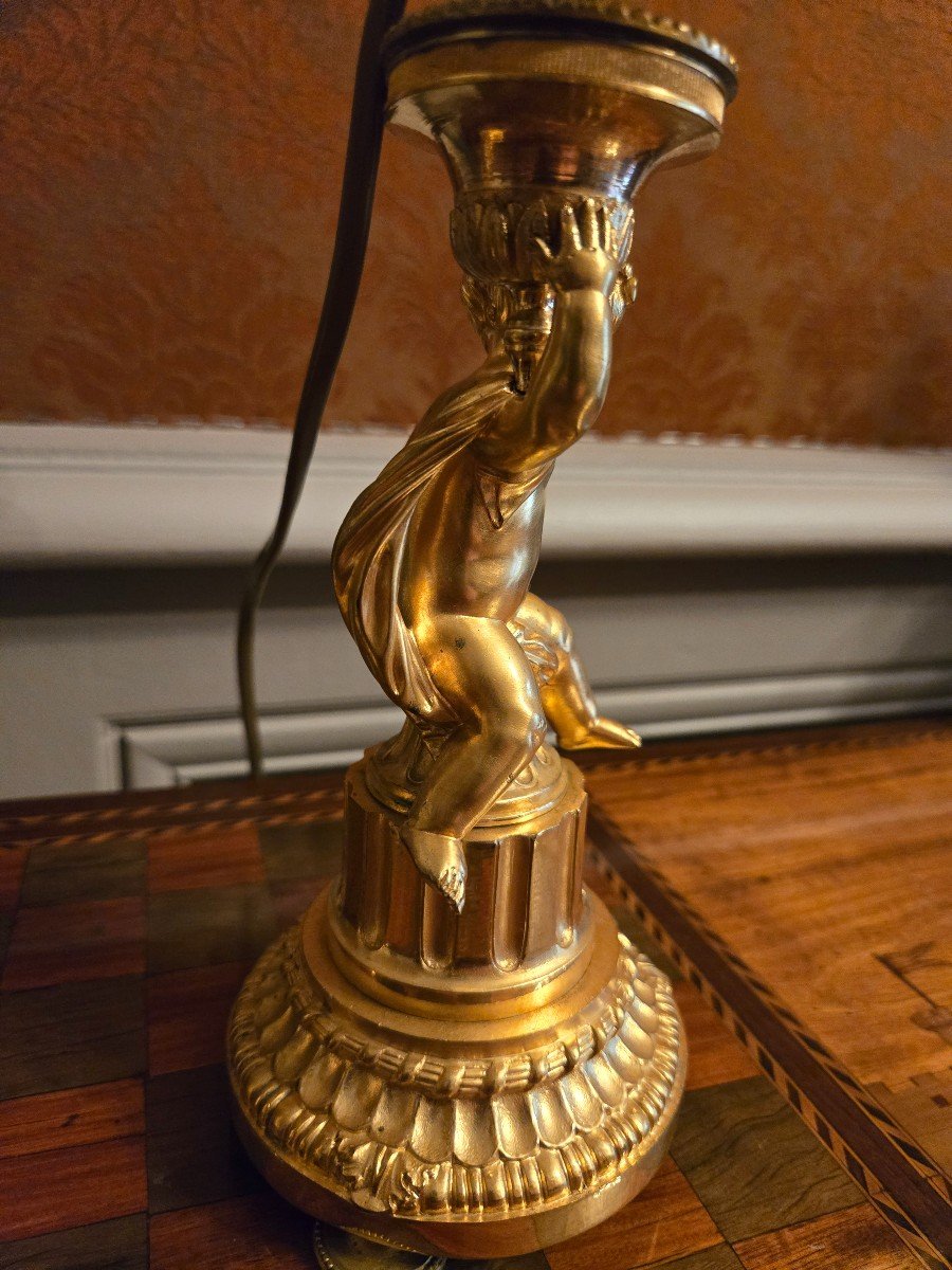 Pair Of Louis XVI Style Gilt Bronze Children's Lamps.  -photo-6