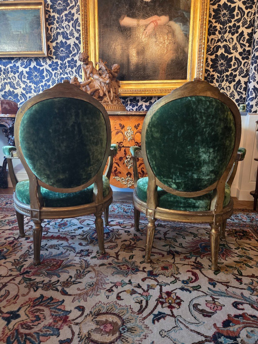 Paire De Fauteuils à Châssis d'Epoque Louis XVI, Travail Parisien.-photo-4