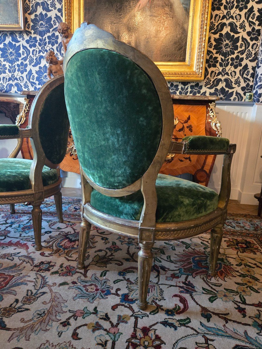 Paire De Fauteuils à Châssis d'Epoque Louis XVI, Travail Parisien.-photo-7