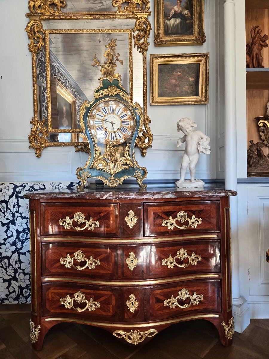 Important Louis XV Period Cartel In Lacquer And Gilded Bronzes.-photo-7