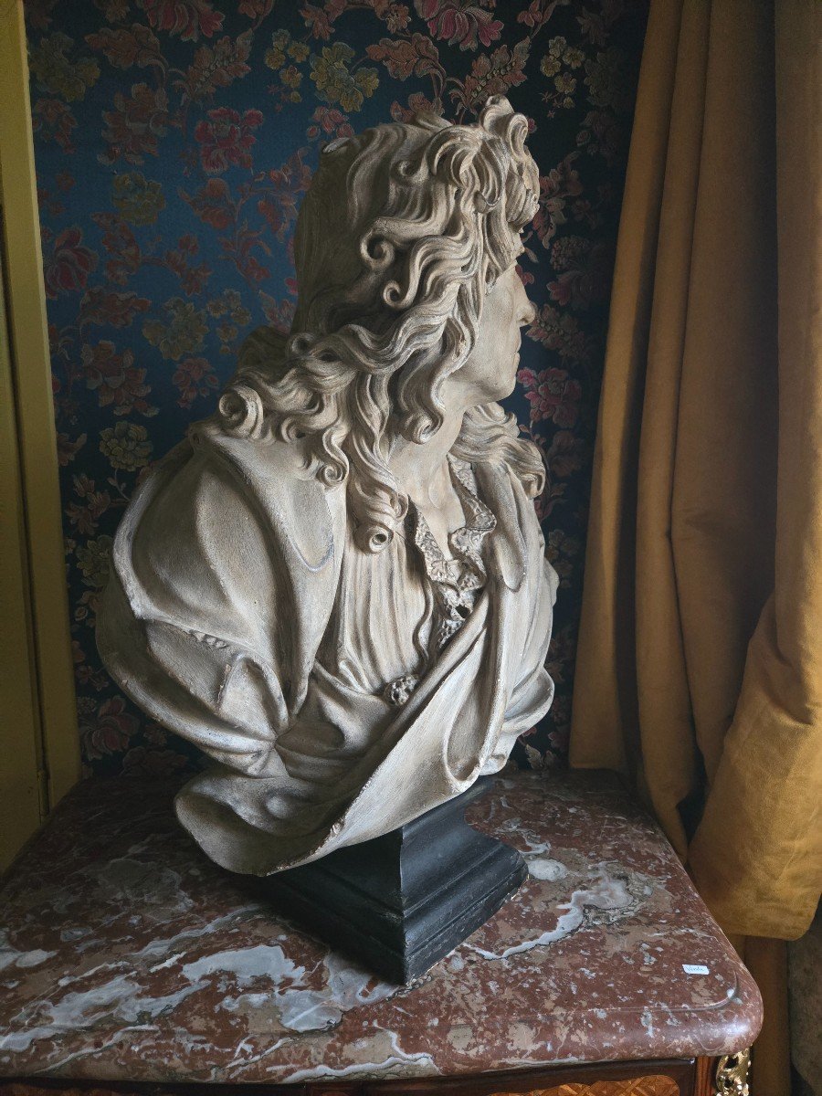 P.mignard After Desjardins, Patinated Plaster Bust From The Louvre, Late 19th Century.-photo-4