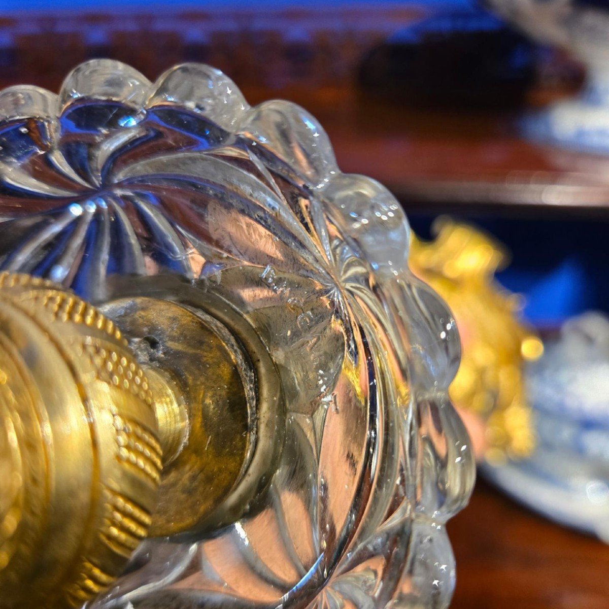 Paire De Bougeoirs En Bronze Et Cristal De Baccarat-photo-5