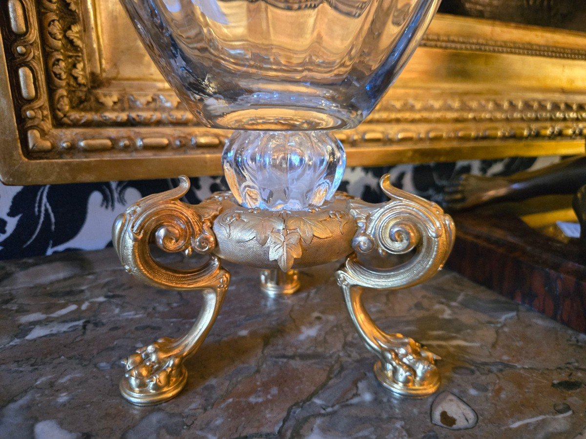 Important Vase In Gilt Bronze And Crystal.-photo-2