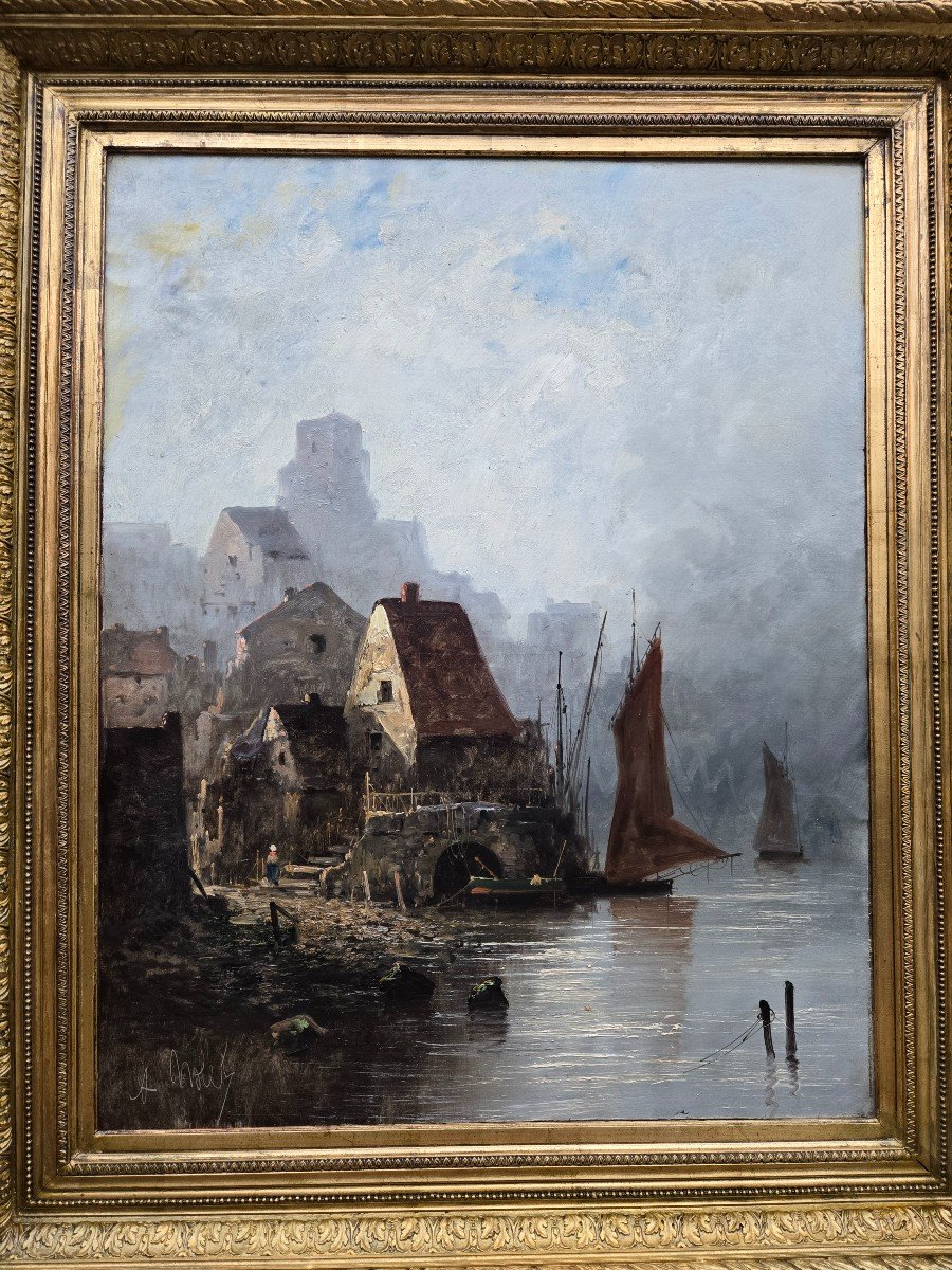 Grande Huile Sur Toile De L’artiste Albert Nolet, XIXème-photo-1