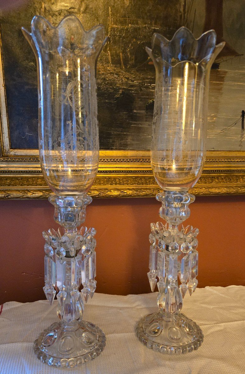 Paire De Photophores En Cristal, De La Maison Baccarat.