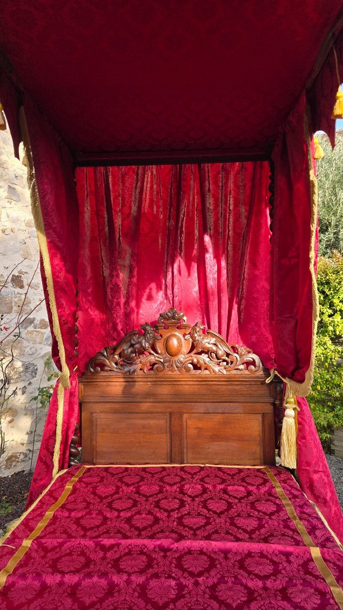 Louis XIII Columned Castle Bed, 19th Century.-photo-1