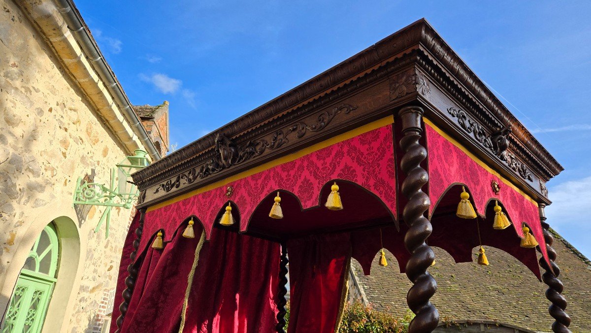 Louis XIII Columned Castle Bed, 19th Century.-photo-2