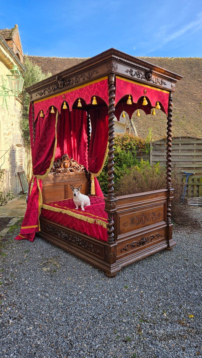 Louis XIII Columned Castle Bed, 19th Century.-photo-8