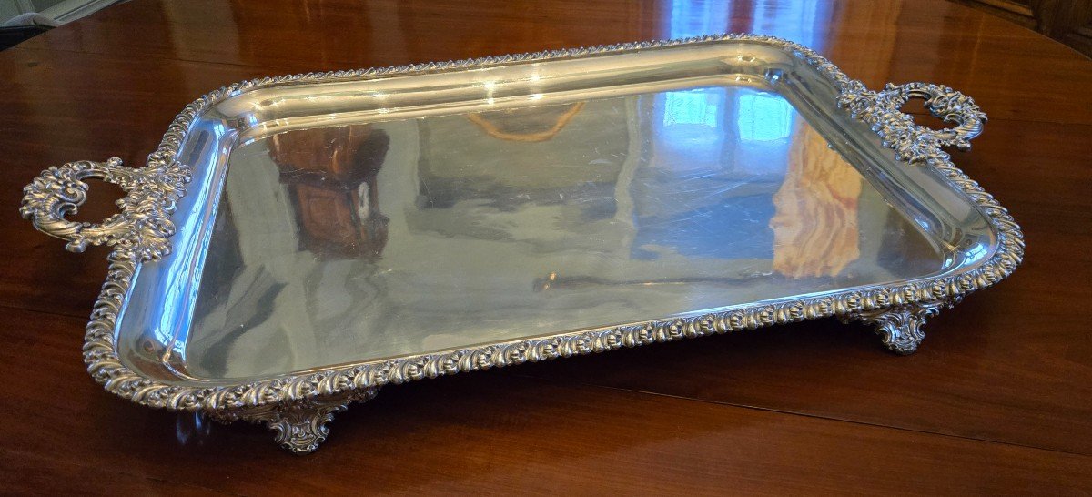 Large 19th Century Lined Metal Tray-photo-2