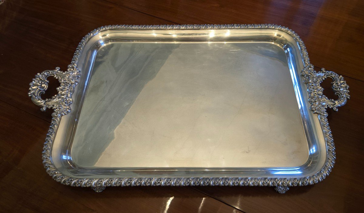 Large 19th Century Lined Metal Tray-photo-3