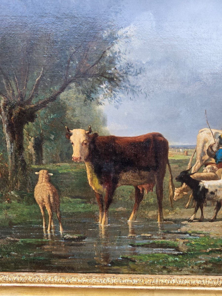 Antonio Cortés Y Aguilar, Herd At The River, Circa 1870-1880-photo-4