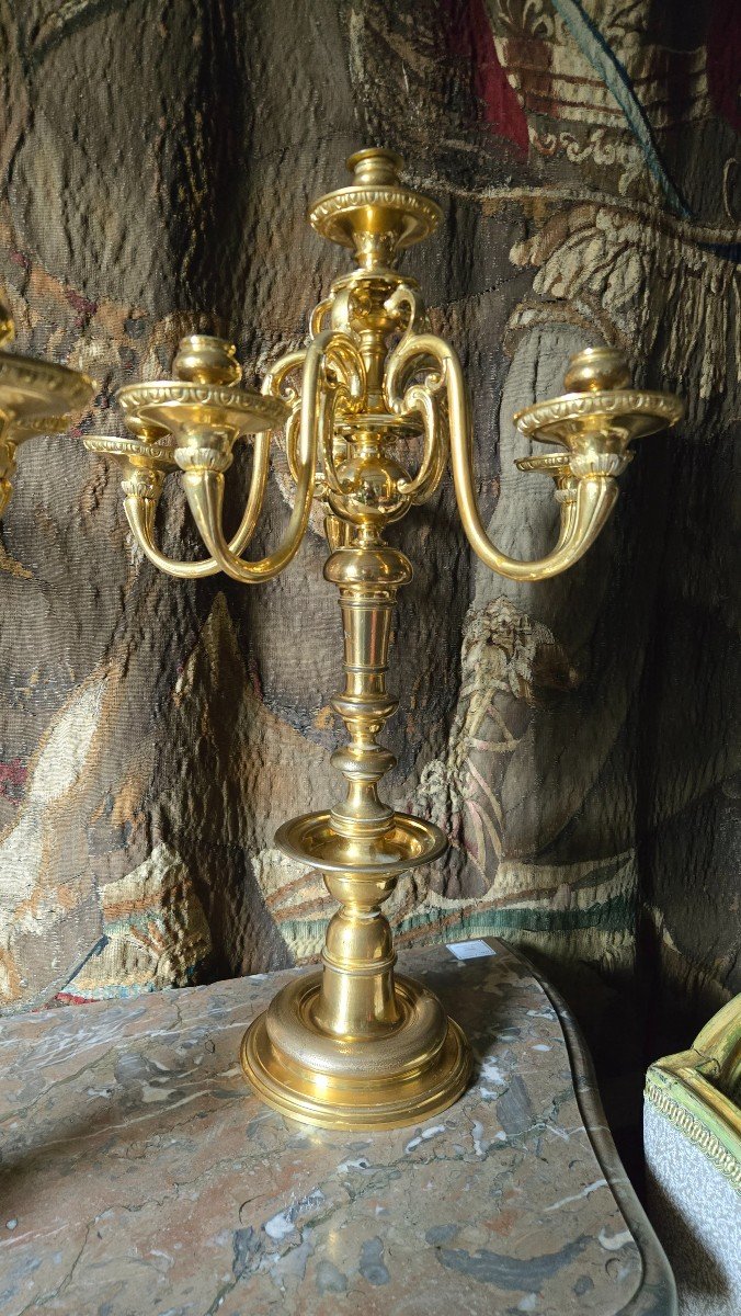 Paire De Candélabre En Bronze Doré, époque XIX ème-photo-4