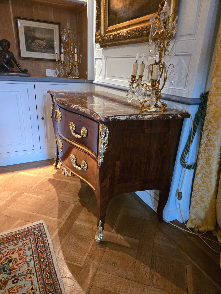 Regency Chest Of Drawers In Amaranth, With Masks Of Diana, Parisian Work.  -photo-2