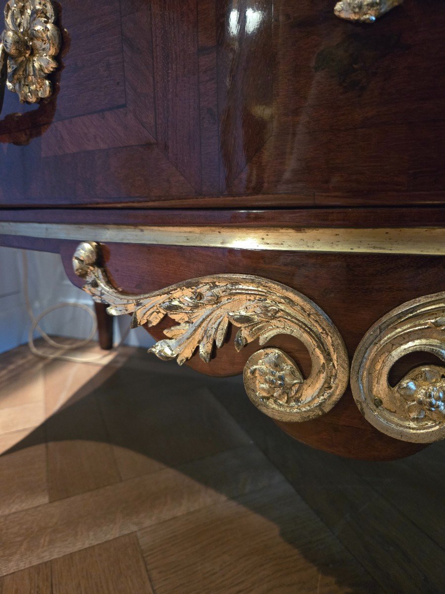 Regency Chest Of Drawers In Amaranth, With Masks Of Diana, Parisian Work.  -photo-3