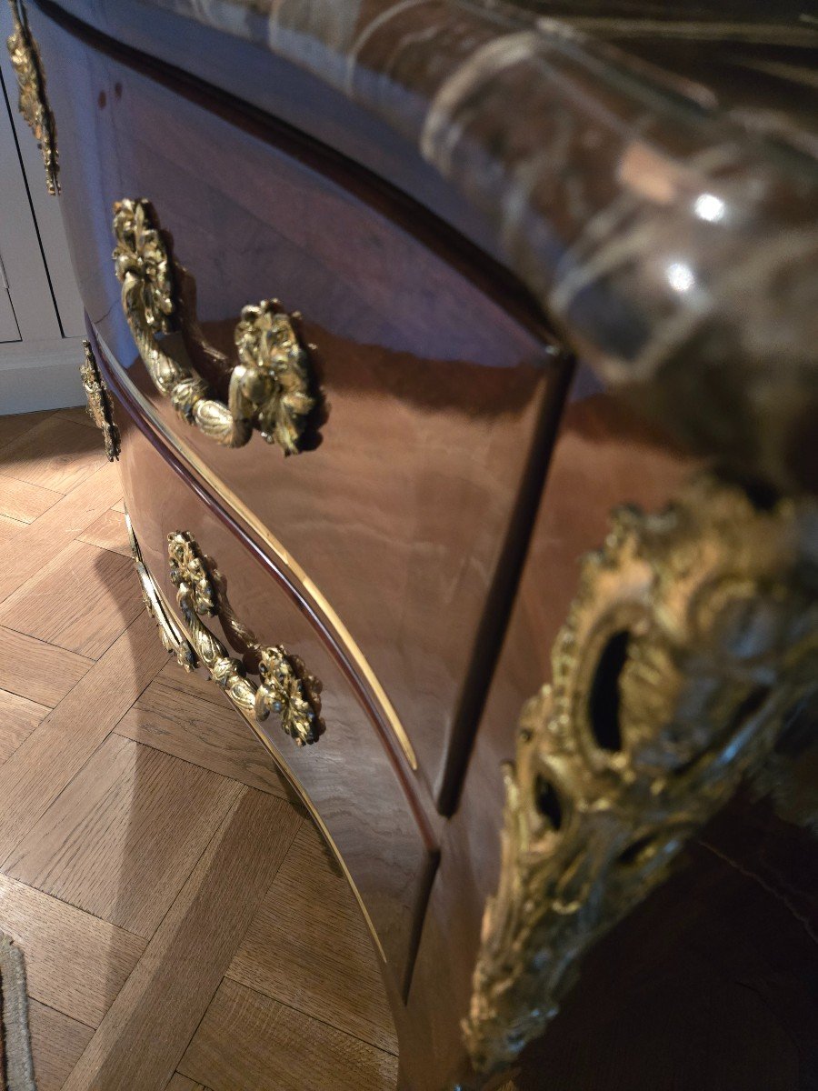 Regency Chest Of Drawers In Amaranth, With Masks Of Diana, Parisian Work.  -photo-5