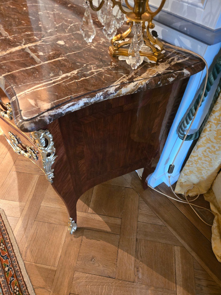 Regency Chest Of Drawers In Amaranth, With Masks Of Diana, Parisian Work.  -photo-8