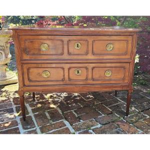 Neoclassical Sauteuse Commode In Cherry Wood, Louis XVI Period.