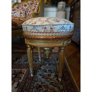 Piano Stool In Golden Wood Louis XVI Style XIX