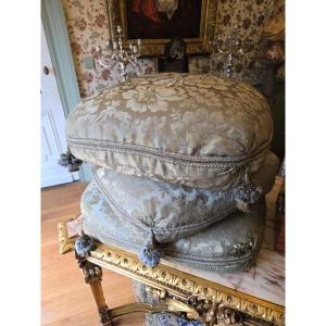 Set Of 3 Louis XV Style Silk Cushions 