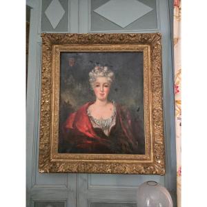 Portrait Armoirié, Famille Imperiali. Femme Du XVIII ème.