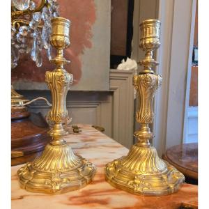 Pair Of Louis XV Style Candlesticks  