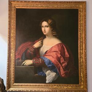 "la Bella" Peinture à l'Huile Du XVIIIeme Siècle, d'Après Palma Vecchio