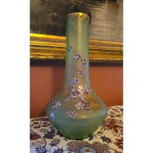 Montjoye (françois Théodore Legras), “violet” Vase, Nile Green. 