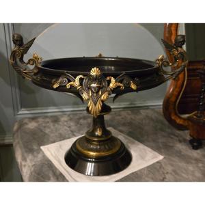 Antique Marble And Bronze Footed Cup. 19th Century.