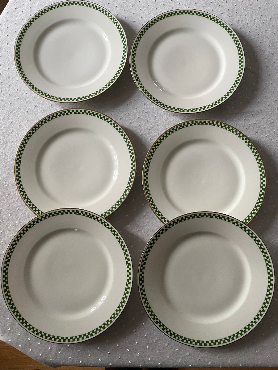 Very Beautiful Set Of 6 Porcelain Flat Plates - Manufacture Hache-photo-2