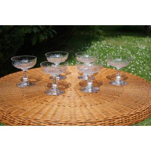 Six Coupes à Champagne Baccarat Modèle Jeux d'Orgues