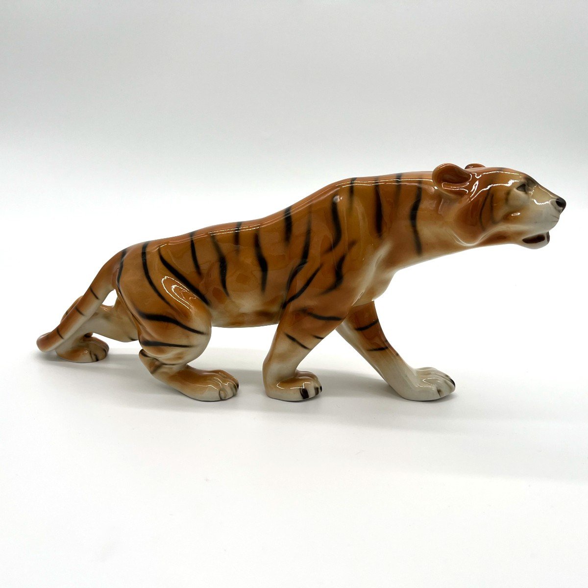 Royal Dux Tiger In Bohemian Ceramic, 1960-photo-2