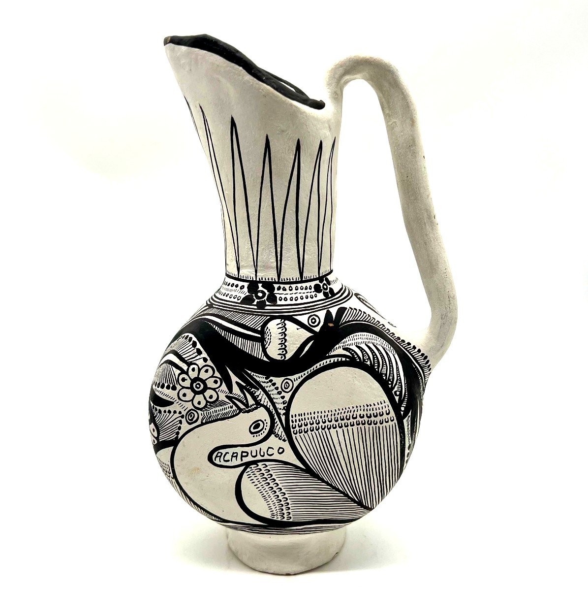 Large Handled Pitcher In Ceramic Acapulco