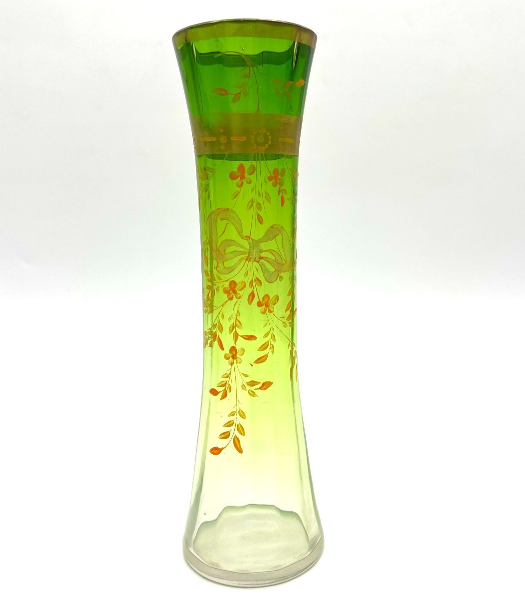 Moser Karlsbad Enamelled Glass Soliflore Vase 