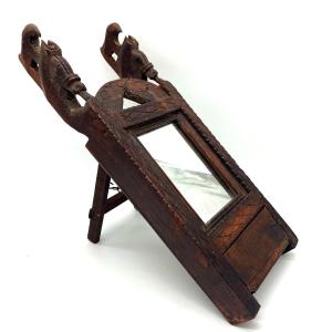 Domestic Mirror In Teak Wood, Rajasthan, 19th Century