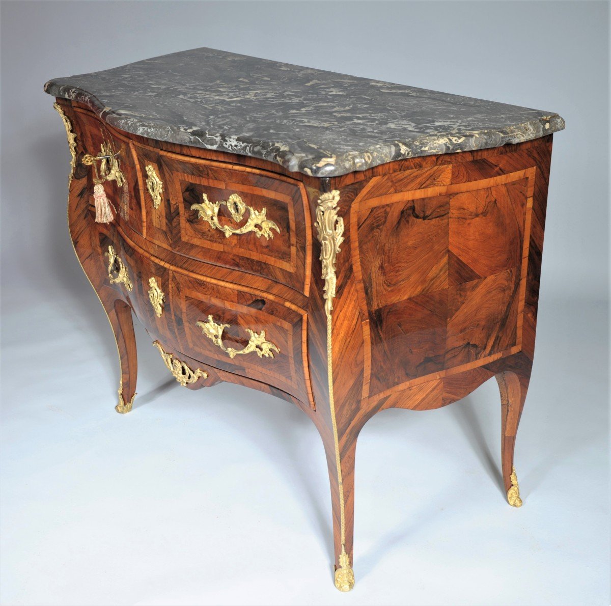Stamped Jc Ellaume - Superb Chest Of Drawers With Front And Curved Sides - Louis XV Period-photo-2