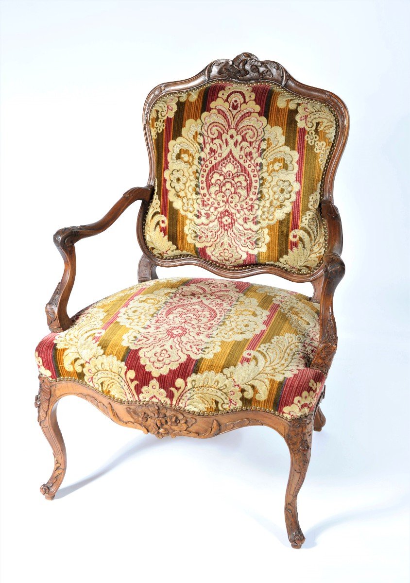 Superb Pair Of Armchairs In Natural And Carved Wood - Louis XV Period-photo-4