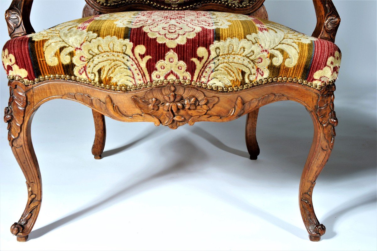 Superb Pair Of Armchairs In Natural And Carved Wood - Louis XV Period-photo-5