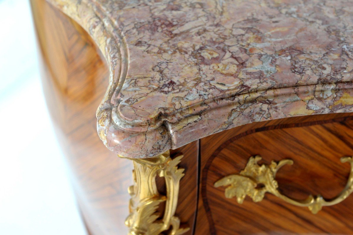 Stamped Pierre Roussel - Magnificent Curved Chest Of Drawers On 3 Sides - Louis XV Period-photo-4