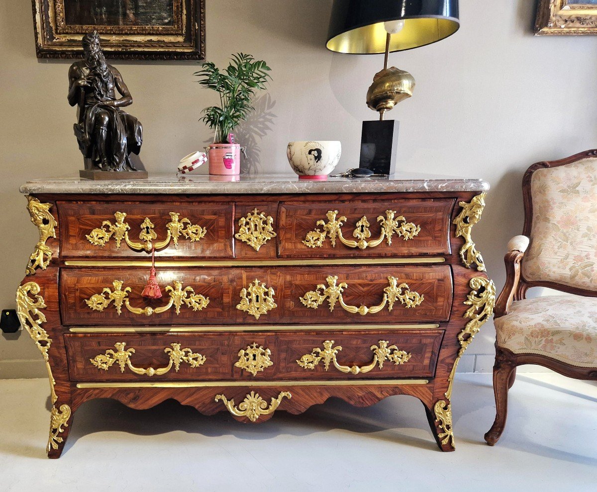 Magnificent Tomb Commode Strongly Curved In Violet Wood - Early Regency-photo-2