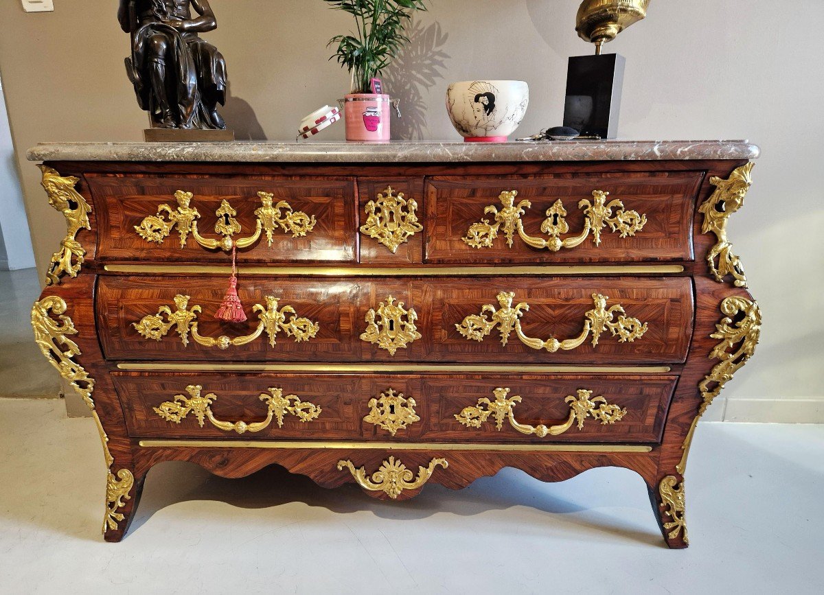 Magnificent Tomb Commode Strongly Curved In Violet Wood - Early Regency-photo-3