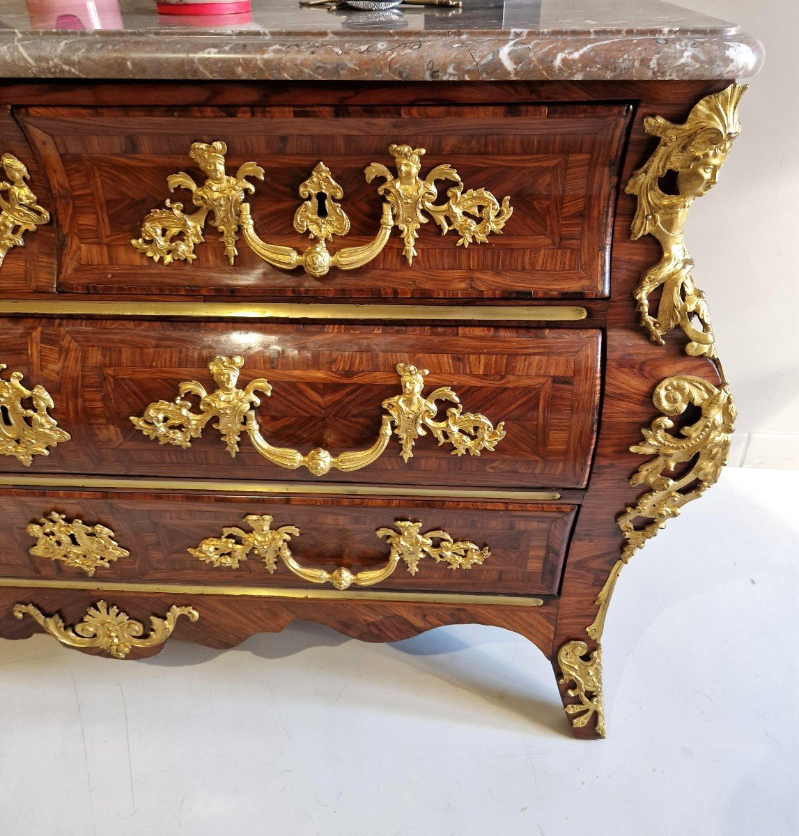 Magnificent Tomb Commode Strongly Curved In Violet Wood - Early Regency-photo-4