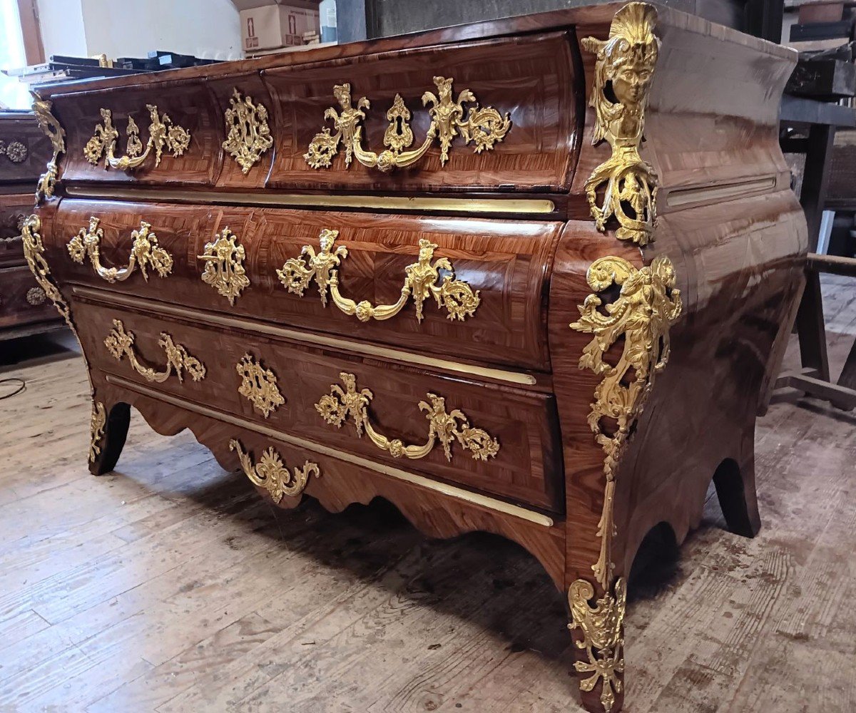 Magnificent Tomb Commode Strongly Curved In Violet Wood - Early Regency-photo-6