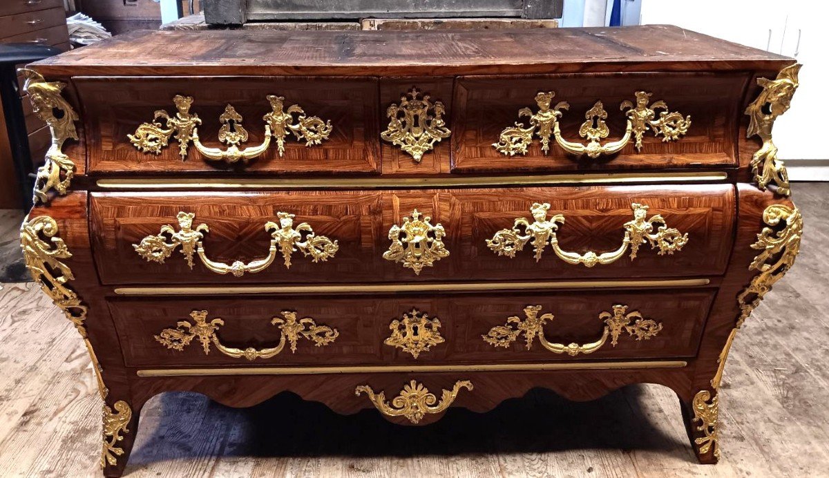 Magnificent Tomb Commode Strongly Curved In Violet Wood - Early Regency-photo-7