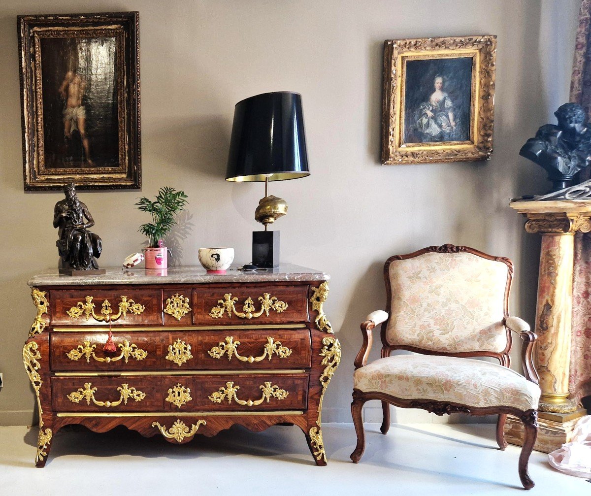 Magnificent Tomb Commode Strongly Curved In Violet Wood - Early Regency