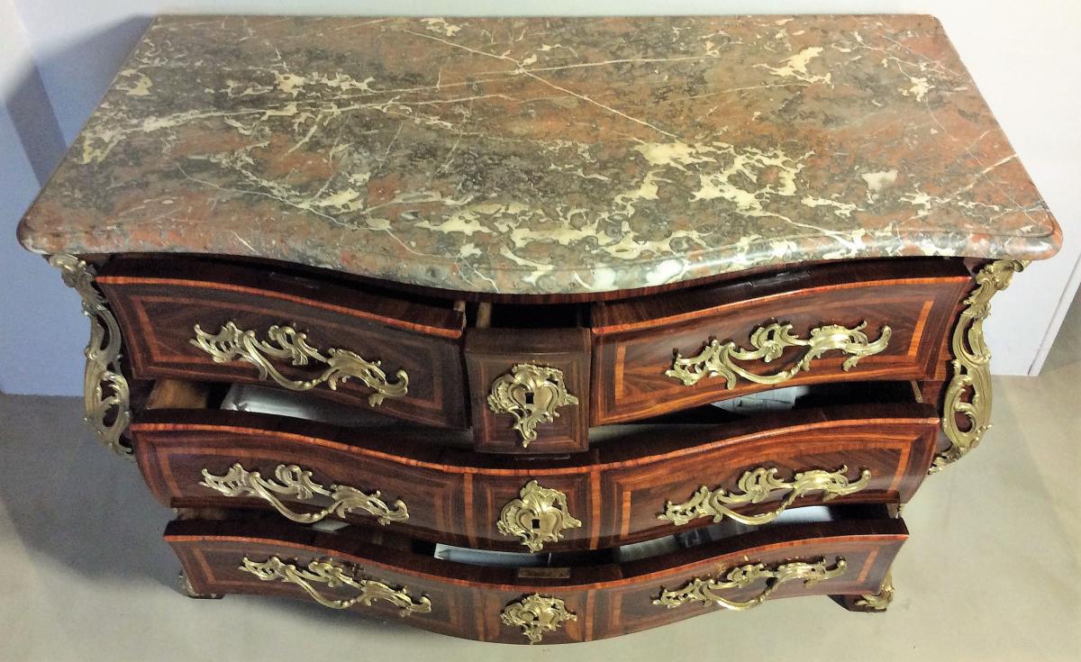 Rare Tomb Commode, Stamped Pierre Bonnemain, Louis XV Period-photo-6