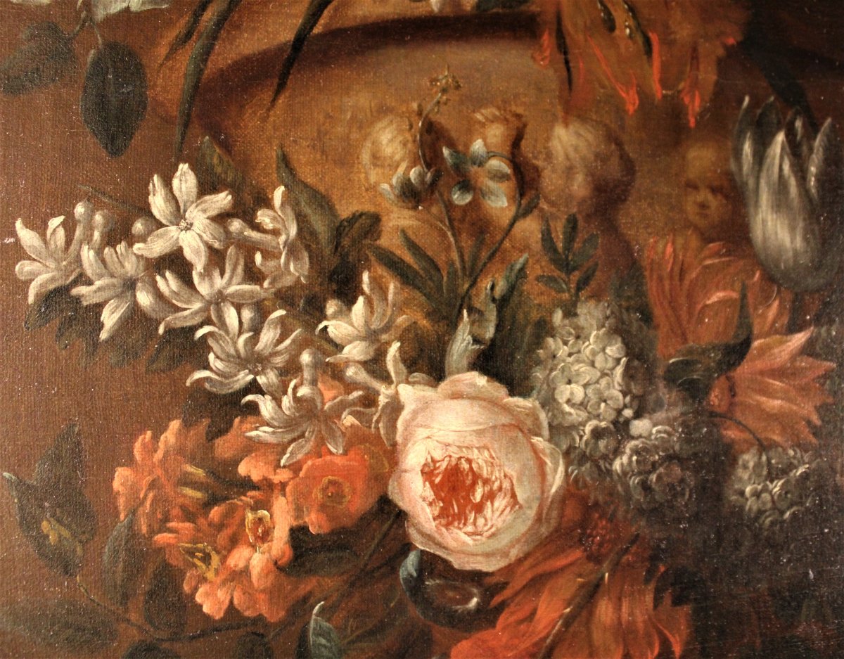   Remise 25\% jusqu'au 03.11 - VAN Der BEKEN - Vase De Fleurs - Huile Sur Toile - vers 1730-photo-3