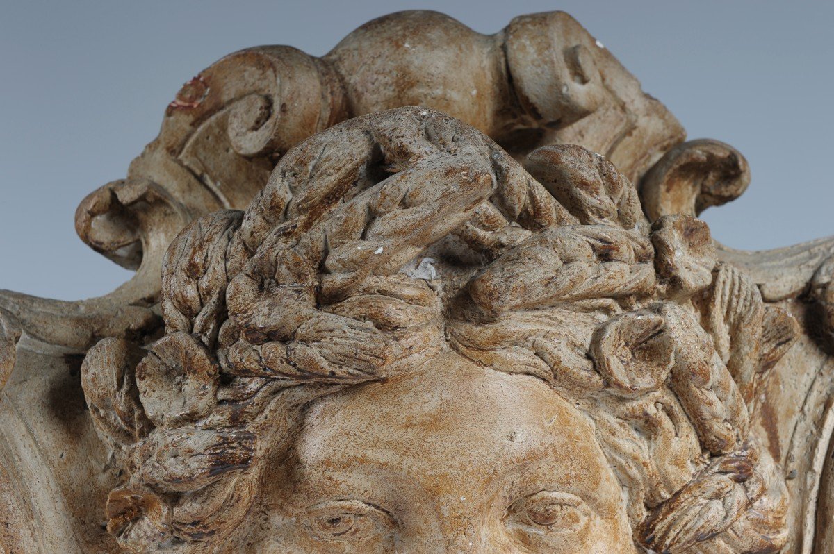    Elément Décoratif En Plâtre Sculpté En Bas Relief  - Début XIXème-photo-2