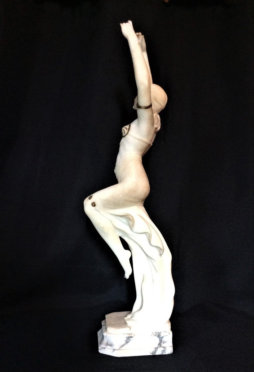     Oriental Dancer - Alabaster Statue - Alberto Saccardi-photo-3