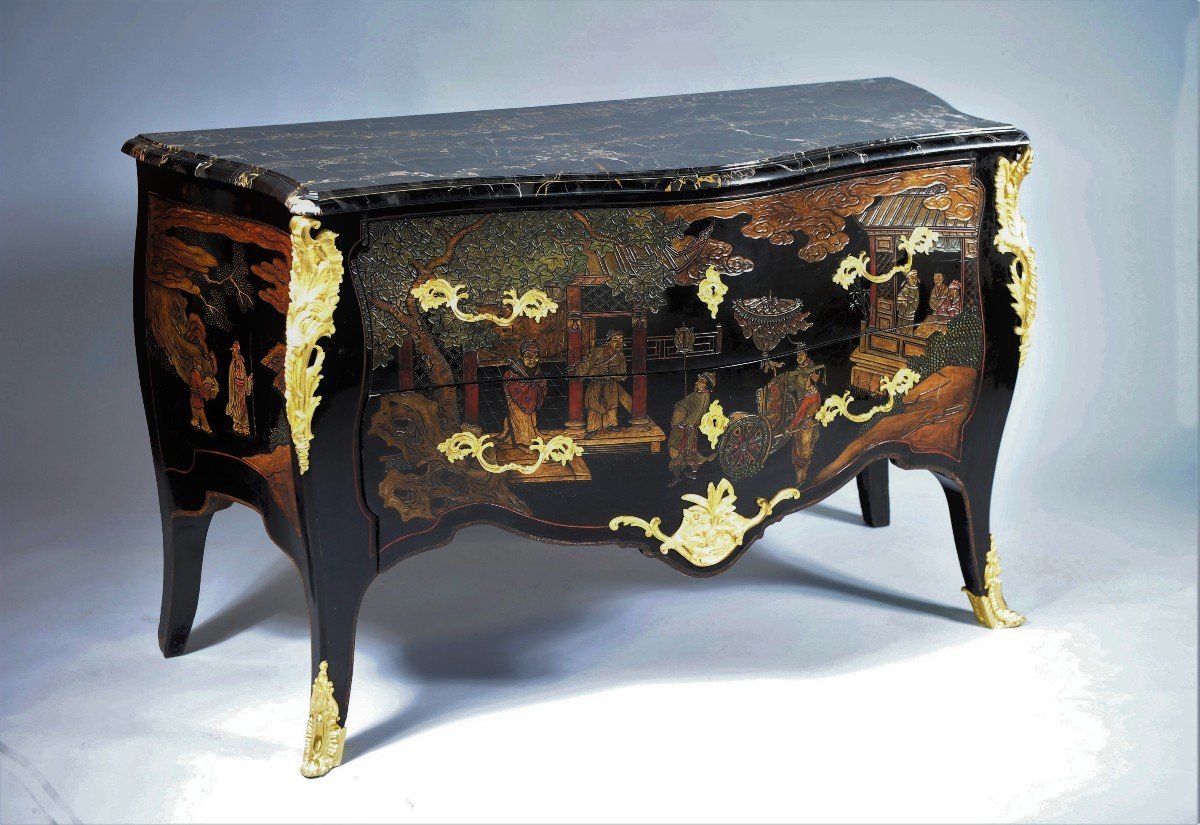     Superb Louis XV Commode In Coromandel Lacquer - 2nd Part Of The XIXth Century-photo-2