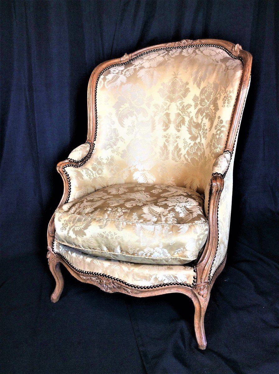  Stamped “…cartign…” - Bergère In Natural Wood – Louis XV Period-photo-2